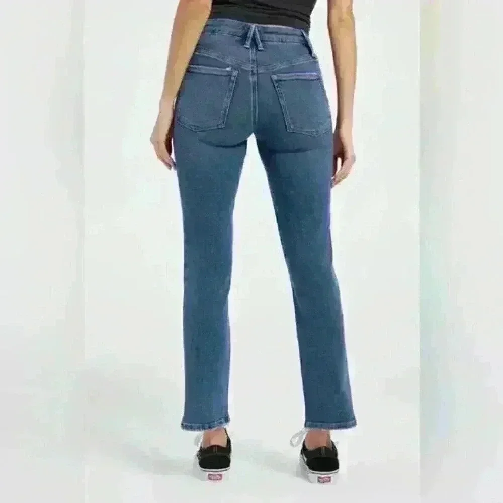 GOOD American Good Straight Legs Raw Hem High Waist Jeans Size 4/27 - Picture 6 of 10